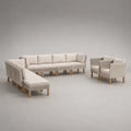 9-teiliges modulares Gartensofa-Set aus Polyrattan mit Polyesterkissen, ca. 280 × 210 × 68 cm, Greige und Beige
