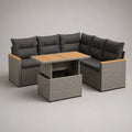 3-teiliges Garten-Ecksofa-Set aus PE-Rattan mit höhenverstellbarem Tisch, L-Form, Grau/Anthrazit/Braun, 191 × 191 × 85 cm