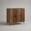 Sideboard mit 3 Türen aus melaminbeschichteter Spanplatte, Walnussbraun und Schwarz, 120 × 40 × 100 cm