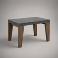 Rechteckiger Esstisch mit MDF-Tischplatte in grauer Marmoroptik und Massivholzbeinen in Braun, 120 × 80 × 75 cm