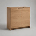 Sideboard mit 2 Türen aus MDF mit Eichenfurnier, Eiche Natur, 90 × 40 × 100 cm