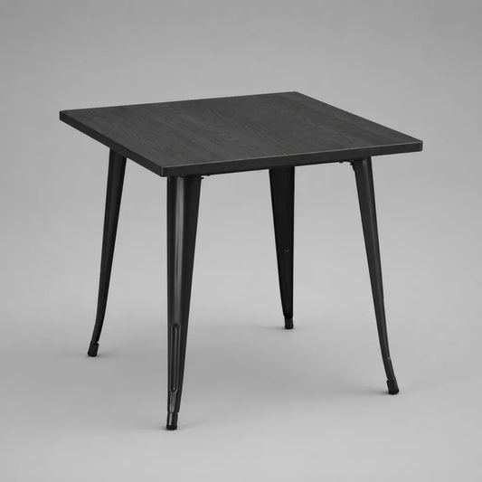 Quadratischer Esstisch aus Holz und Metall, 80 × 80 × 75 cm, Schwarz