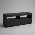 TV-Lowboard aus melaminharzbeschichteter Spanplatte mit 2 Staufächern und offenem Gerätefach, Schwarz, 120 × 40 × 60 cm
