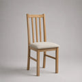 Esszimmerstuhl aus massivem Gummibaumholz mit Polstersitz, Natur/Creme, 44 × 49 × 96 cm