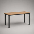 Rechteckiger Esstisch 120 × 60 × 75 cm, braune Spanplatte in Eichenoptik, schwarzes Stahlgestell