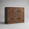 Sideboard mit 6 Türen aus MDF mit Walnussfurnier, Walnussbraun und Schwarz, 120 × 40 × 105 cm