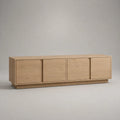TV-Lowboard mit 4 Türen, TV-Schrank aus MDF mit Eichenfurnier, Naturbeige, 200 × 45 × 60 cm